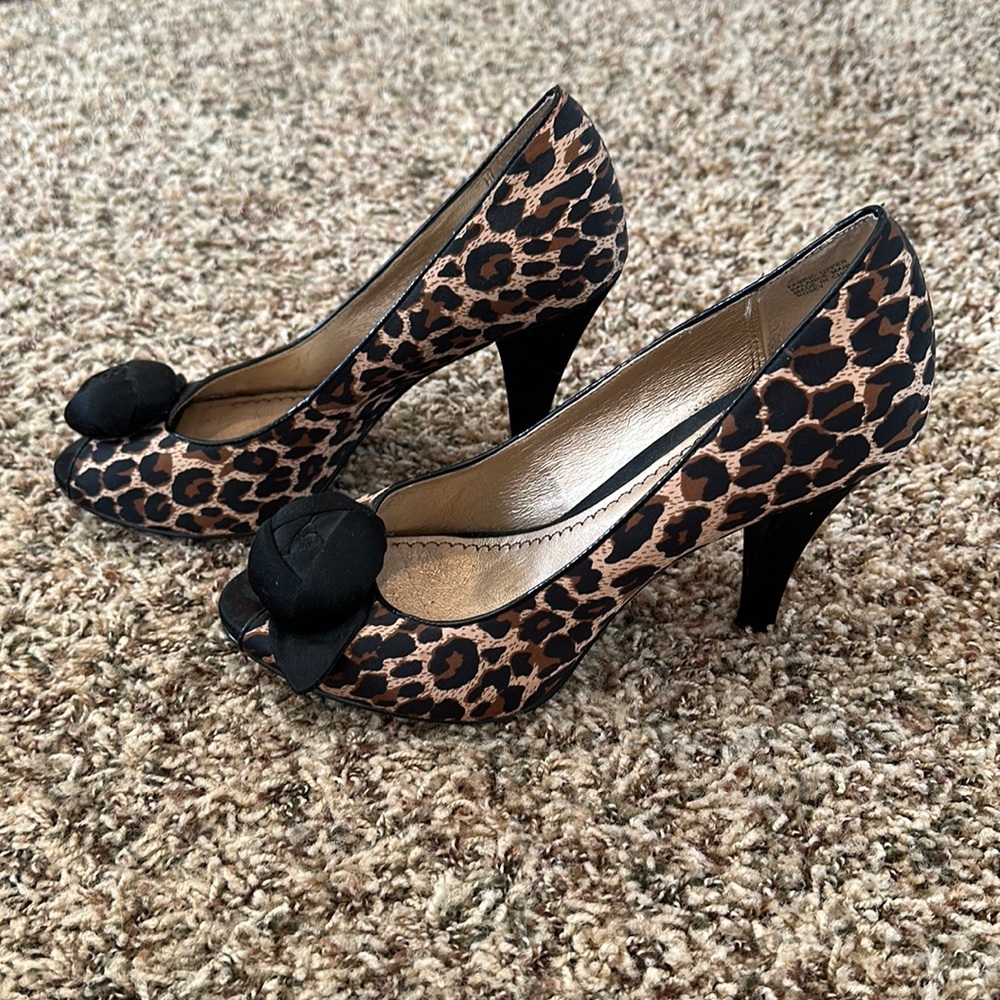 Brass Plum Leopard Print Heels